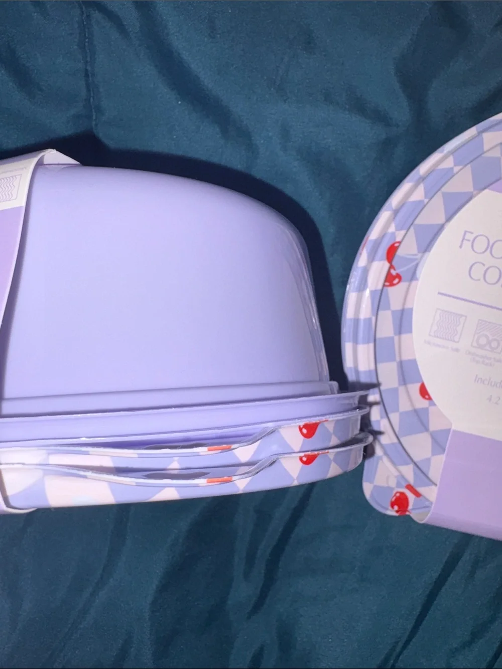 2 Sets - Flip & Fresh - Lavender Cherry Check Food Storage Containers - 4 total